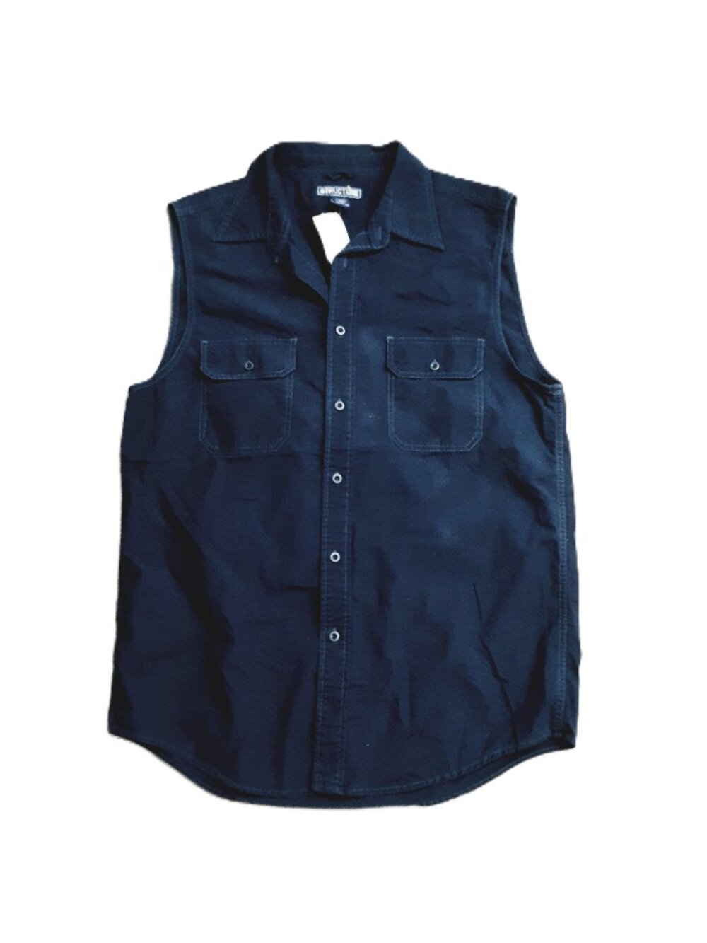 NWT Sleeveless Button Up Chambray Cotton Shirt By Structure